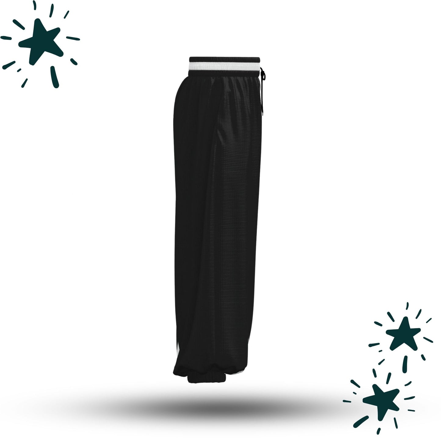 Pierrot Jester Split Stripe Clown Pants, Half Black Half Striped