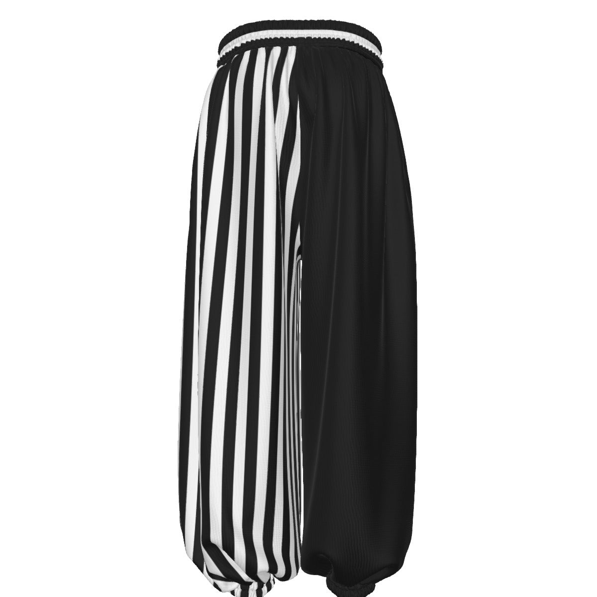 Black and white striped pants on a white background