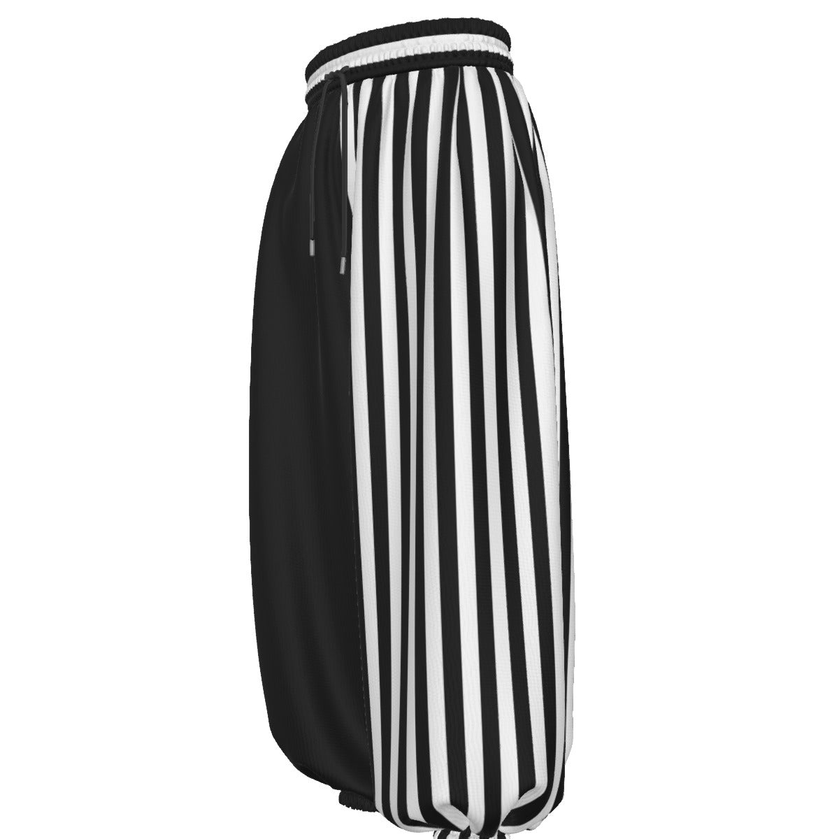 Black and white striped pants on a white background