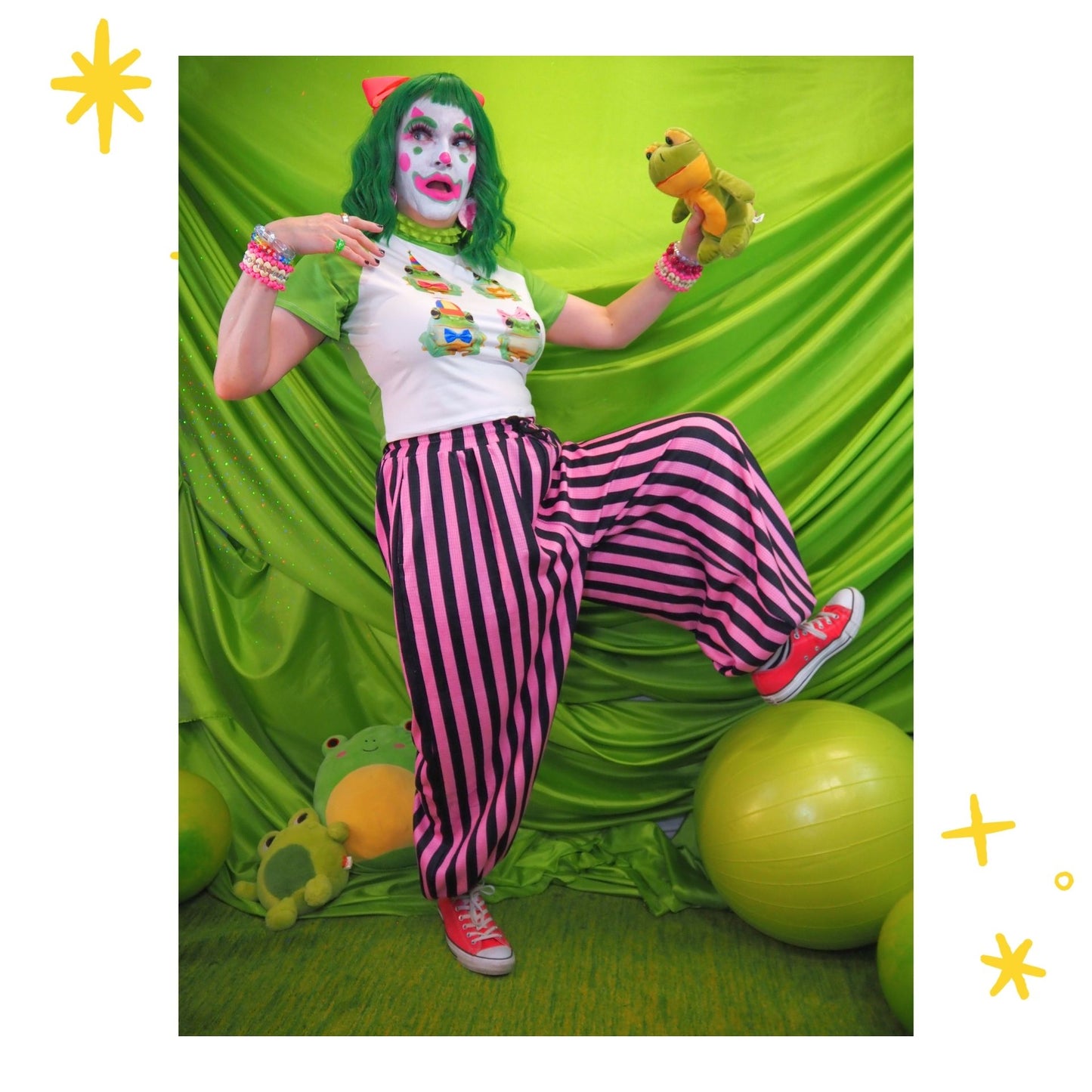 Black Pink Stripe Pantaloons