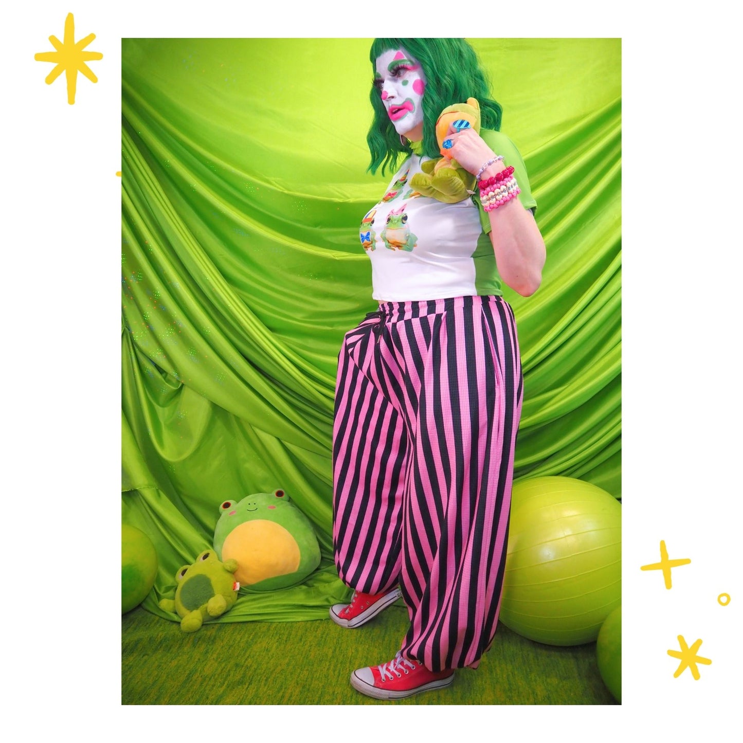 Black Pink Stripe Pantaloons