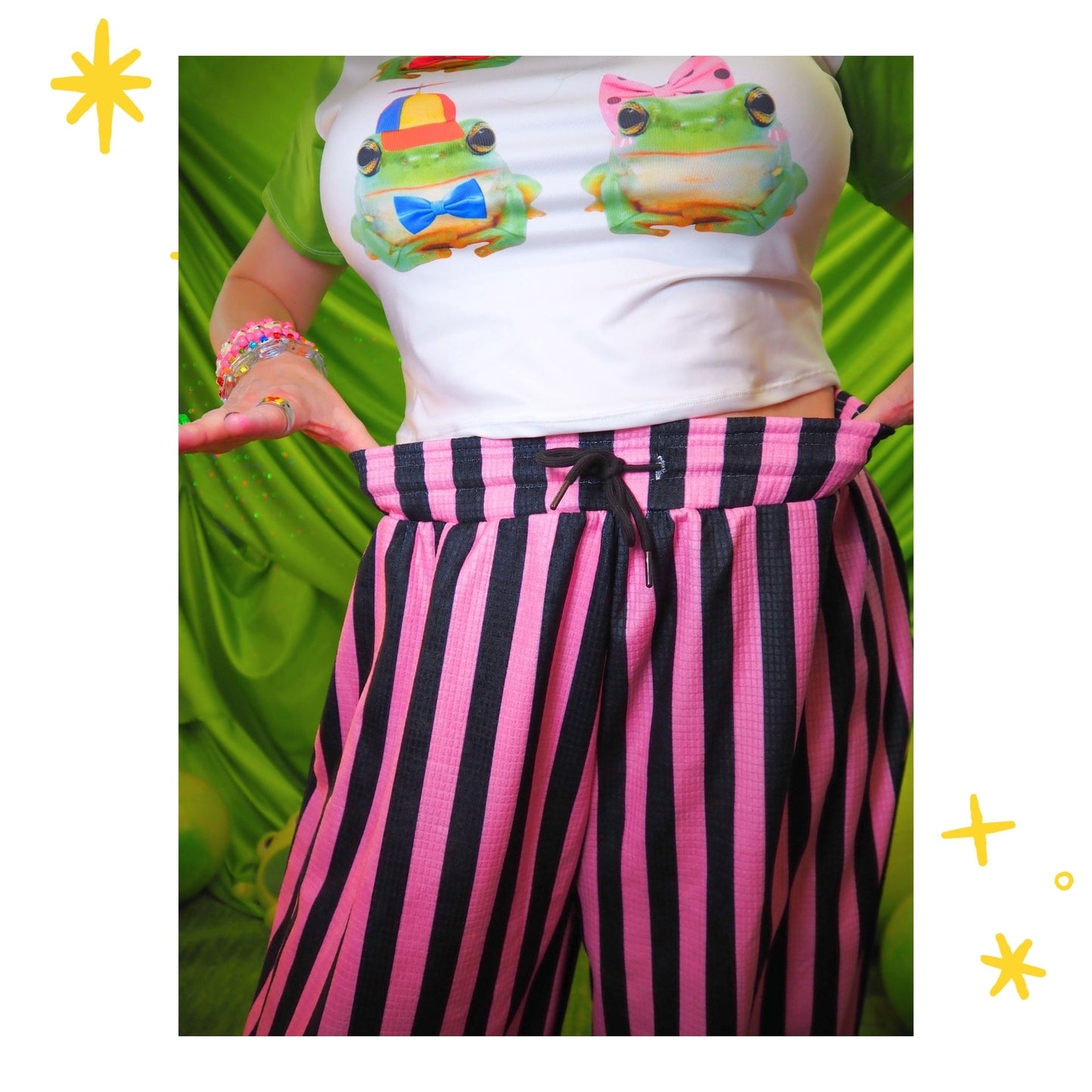 Black Pink Stripe Pantaloons
