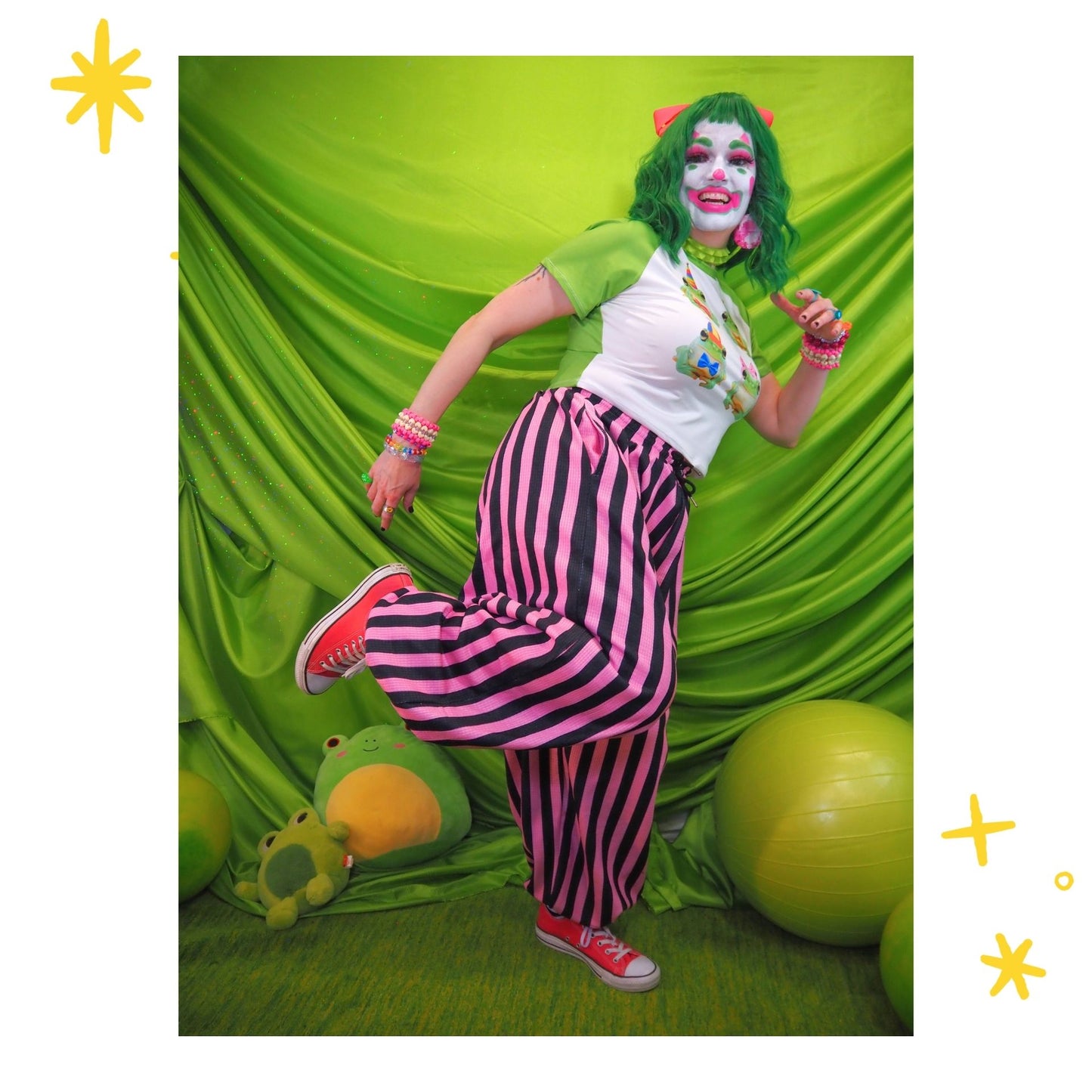 Black Pink Stripe Pantaloons