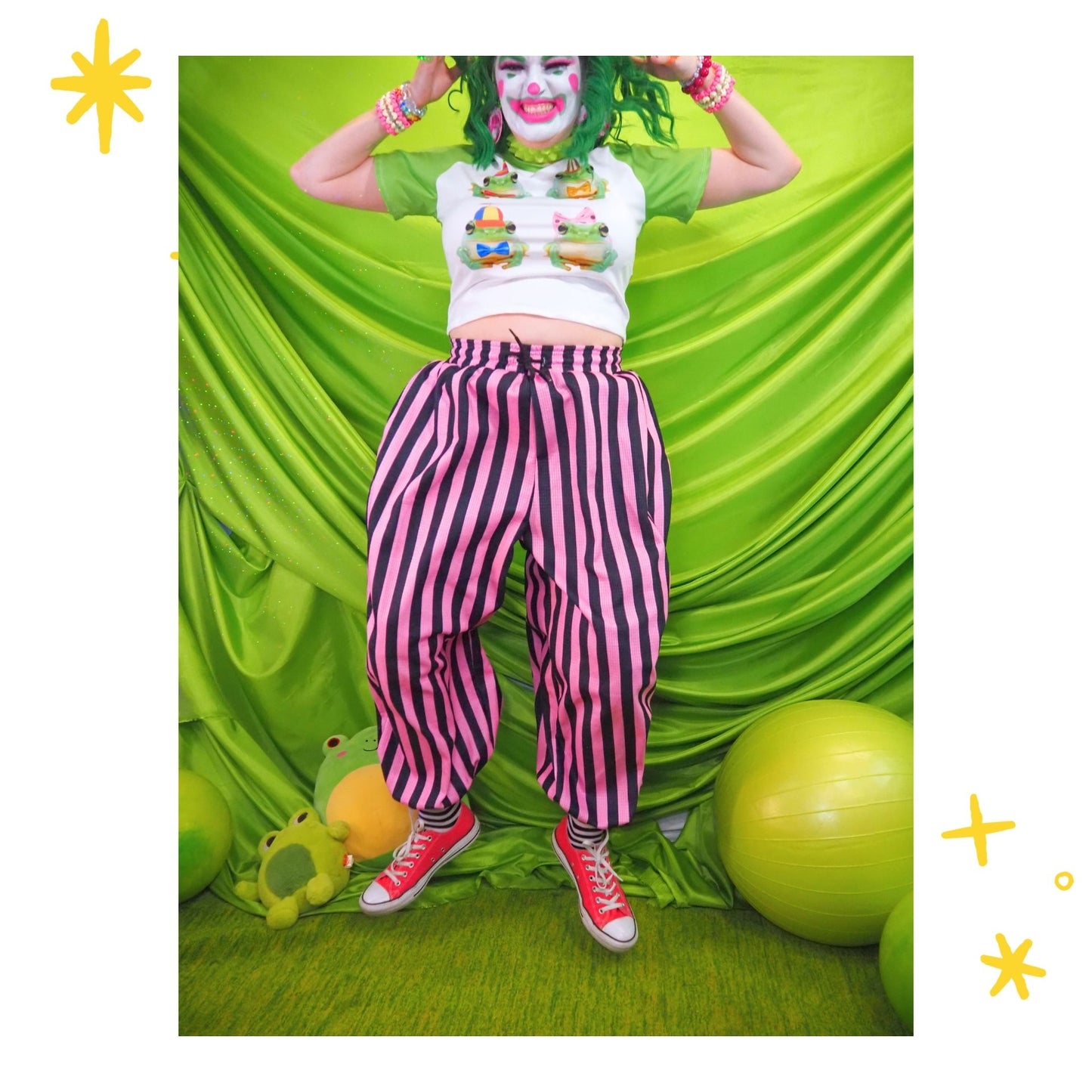 Black Pink Stripe Pantaloons