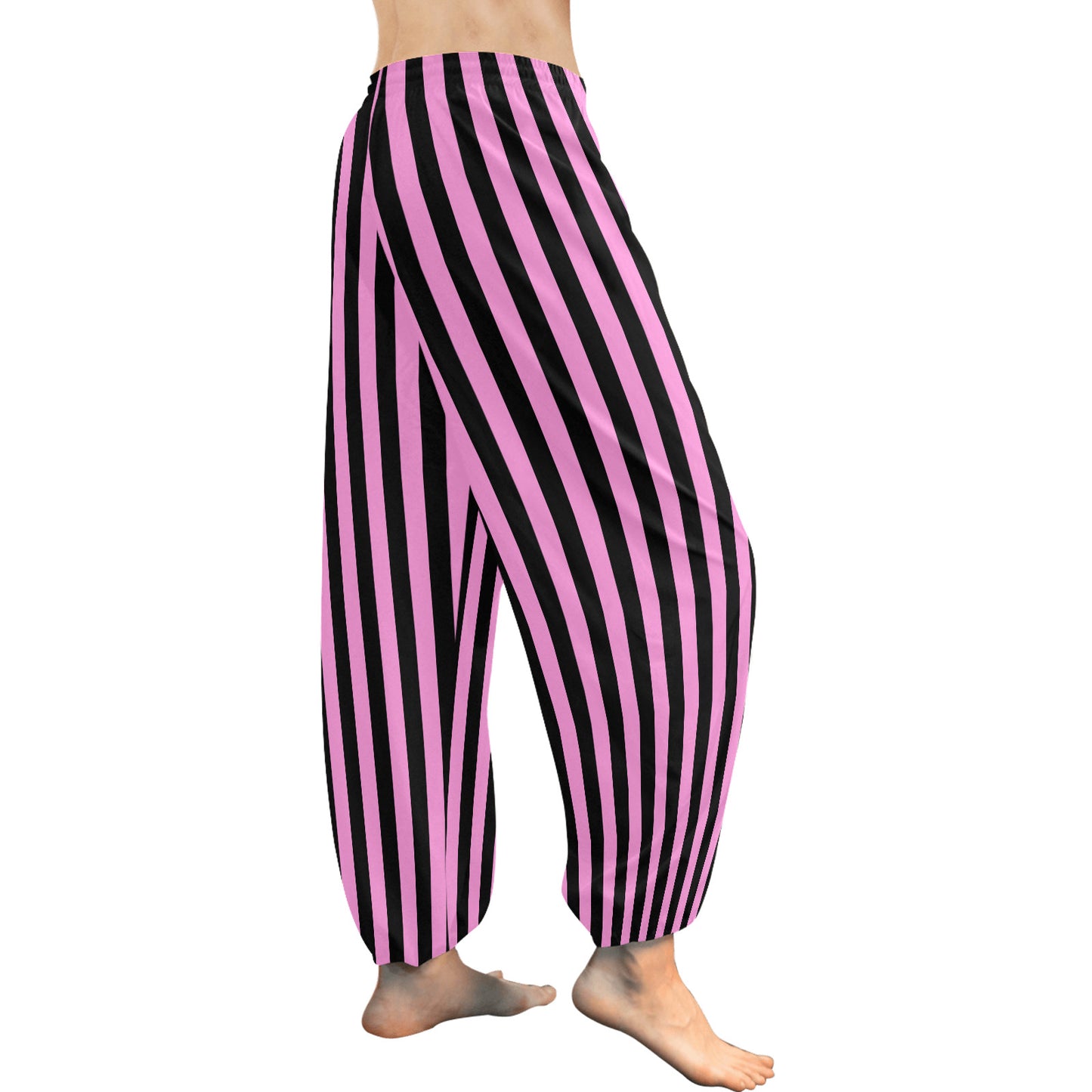 Pink Black Stripe Lightweight Baggy Clown Pants