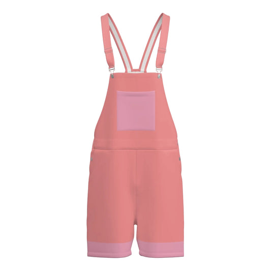 Pink overall shorts with a pocket