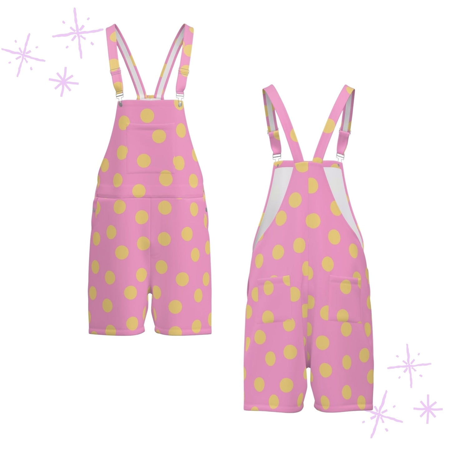 Pink n Butter Polkadots Shortie Overalls