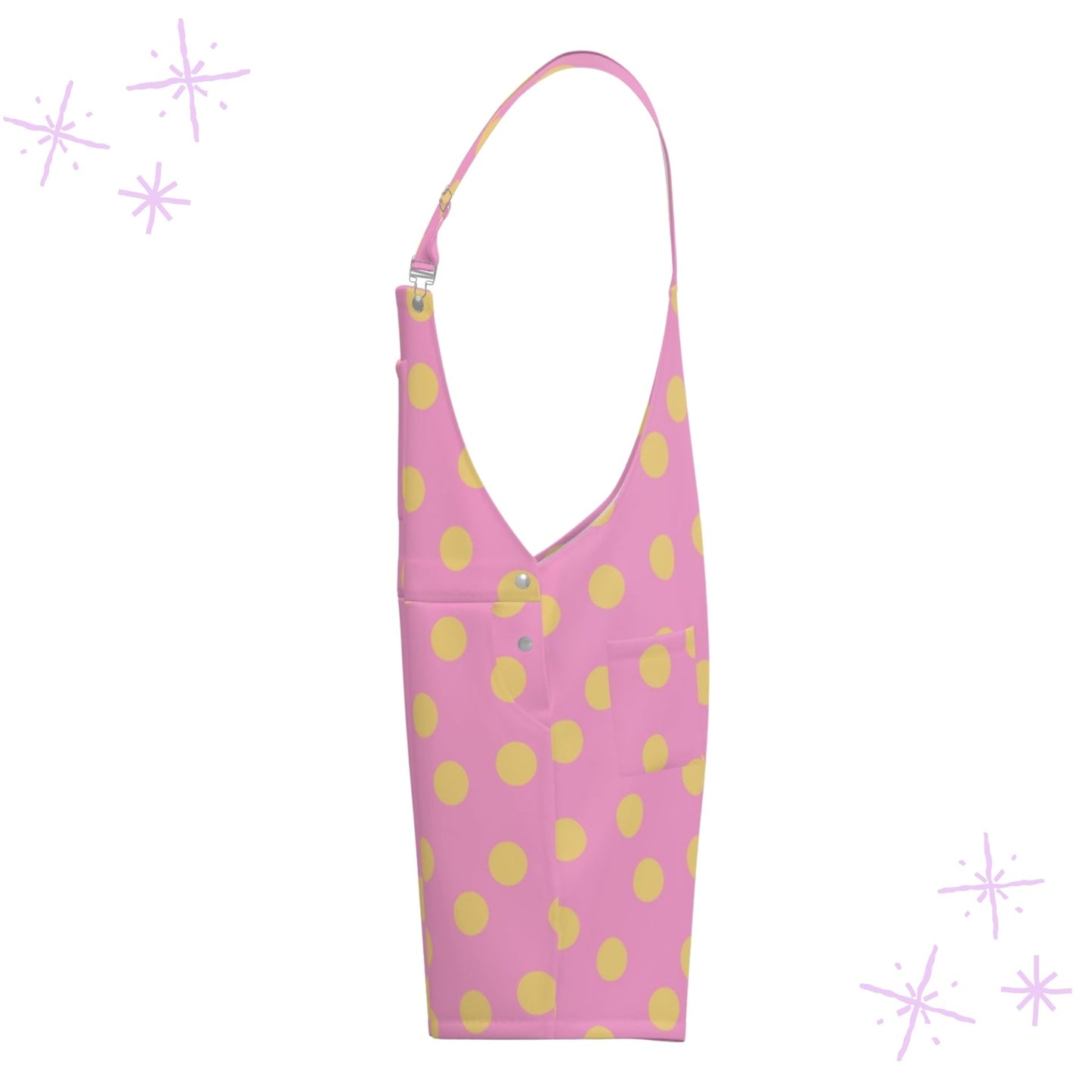 Pink n Butter Polkadots Shortie Overalls