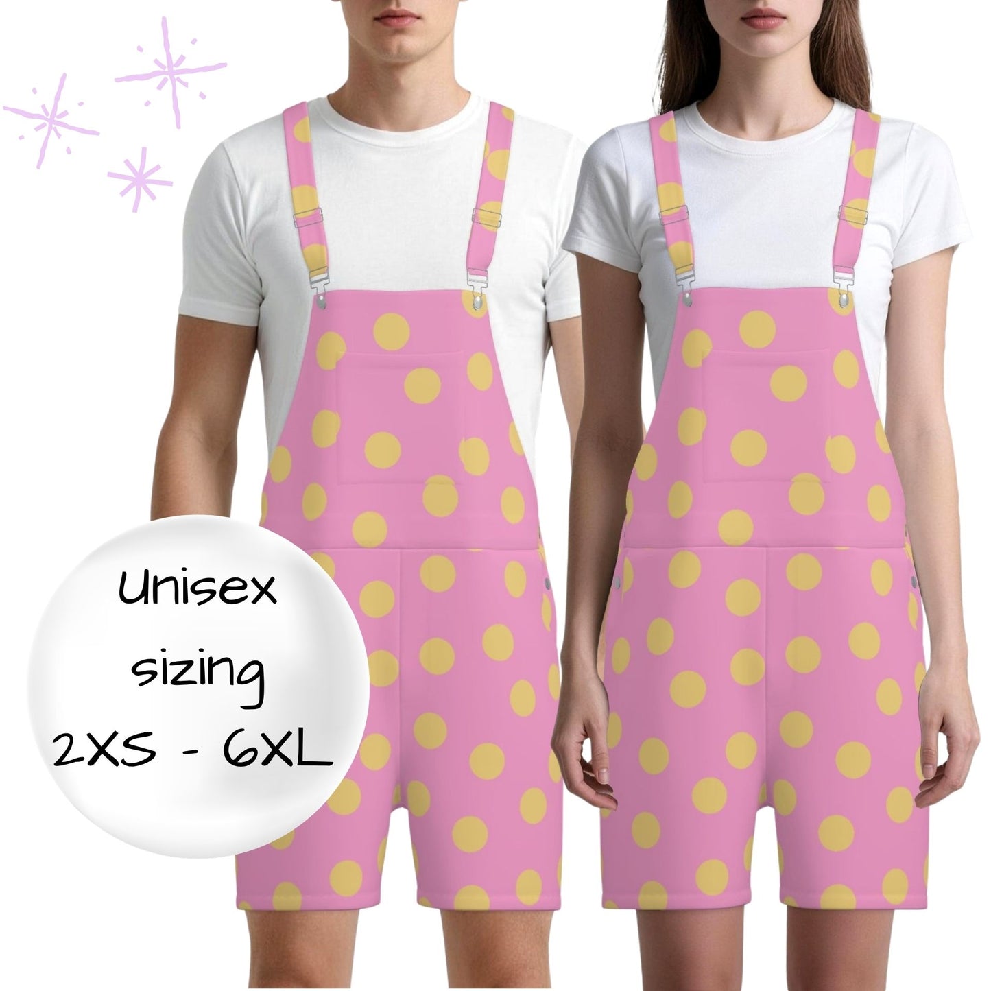 Pink n Butter Polkadots Shortie Overalls
