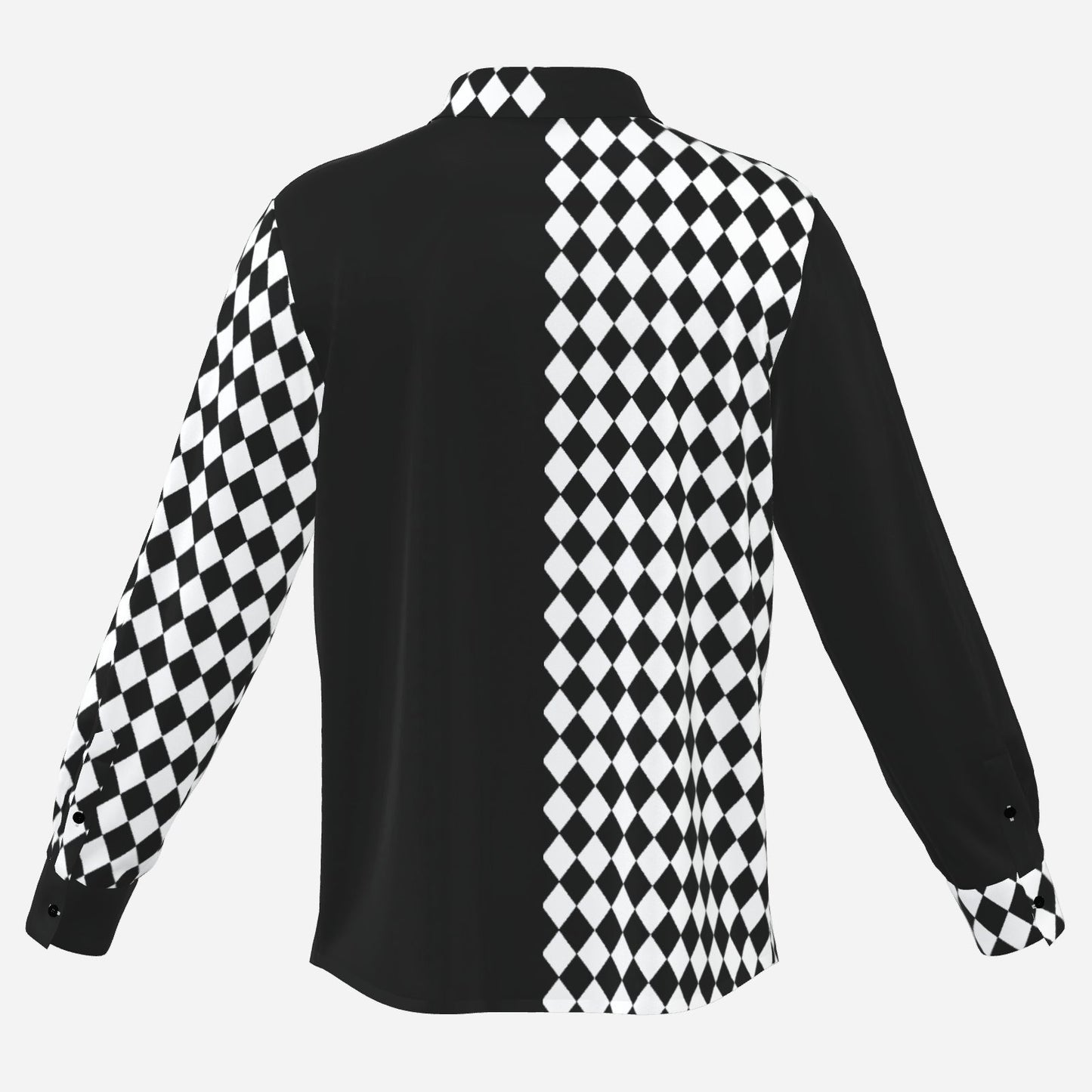 Svelto Silky Shirt Poker Joker Mens Black White Harlequin Satin Mens Buttonup