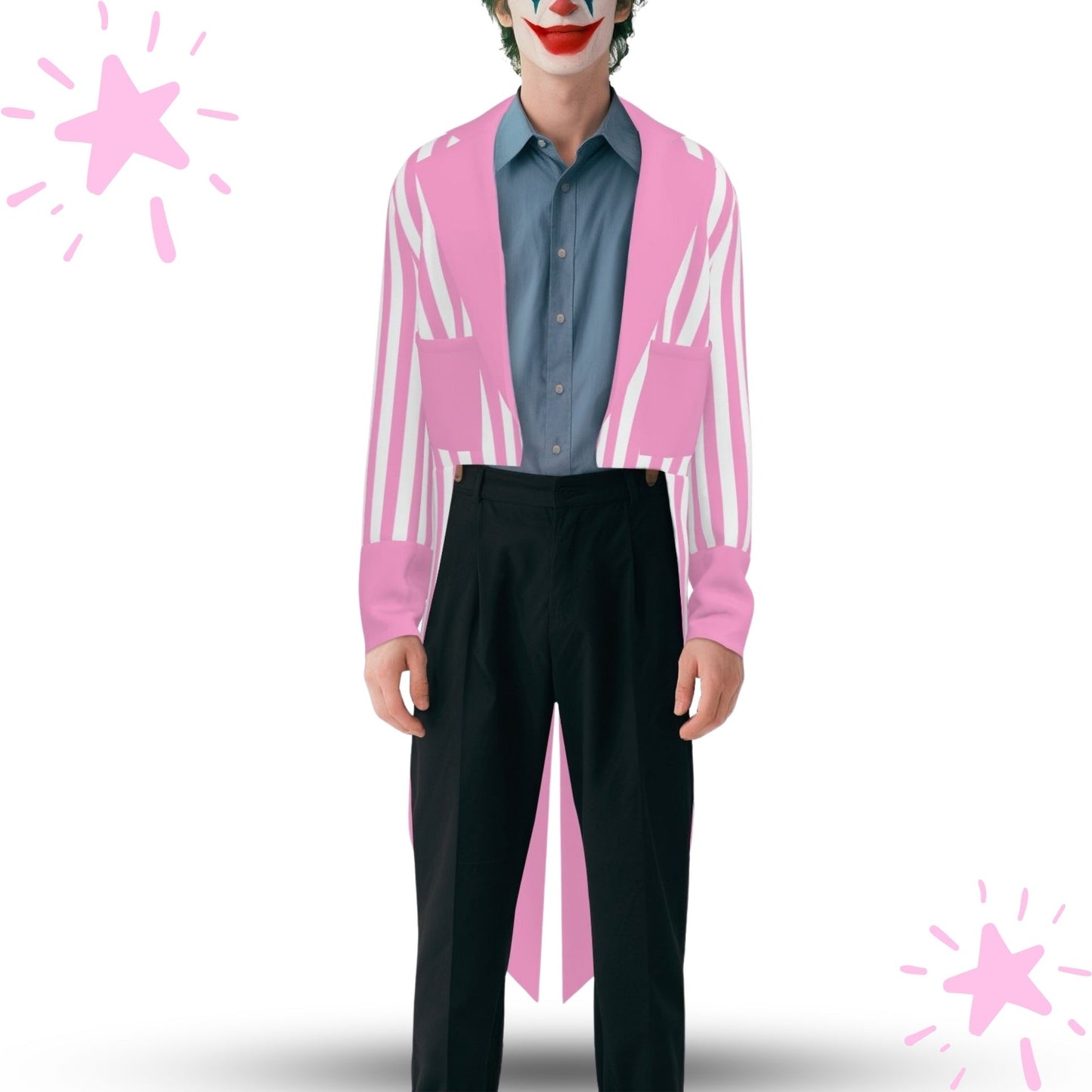 Pretty Pink White Stripe Clown Tailcoat