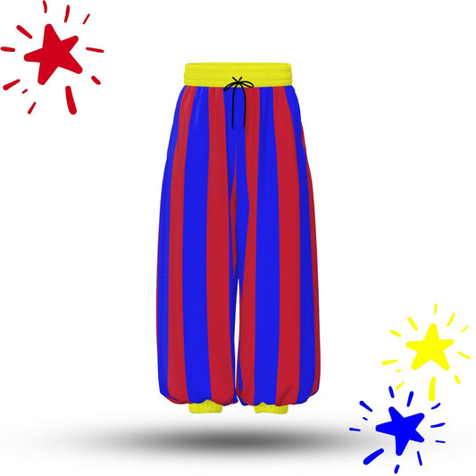 Baggy Pantaloons Primary Pal Jester Red Blue Striped Clown Pants