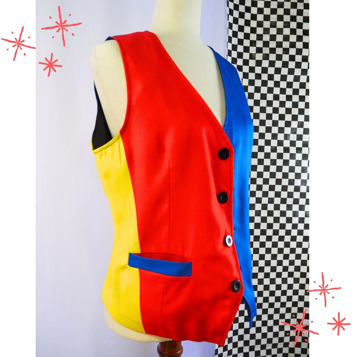 Primary Pal Colorblock Mens Clown Vest