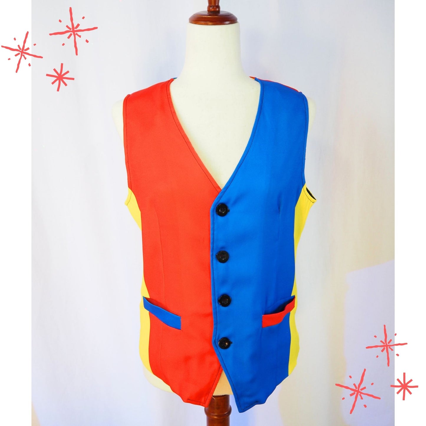 Primary Pal Colorblock Mens Clown Vest