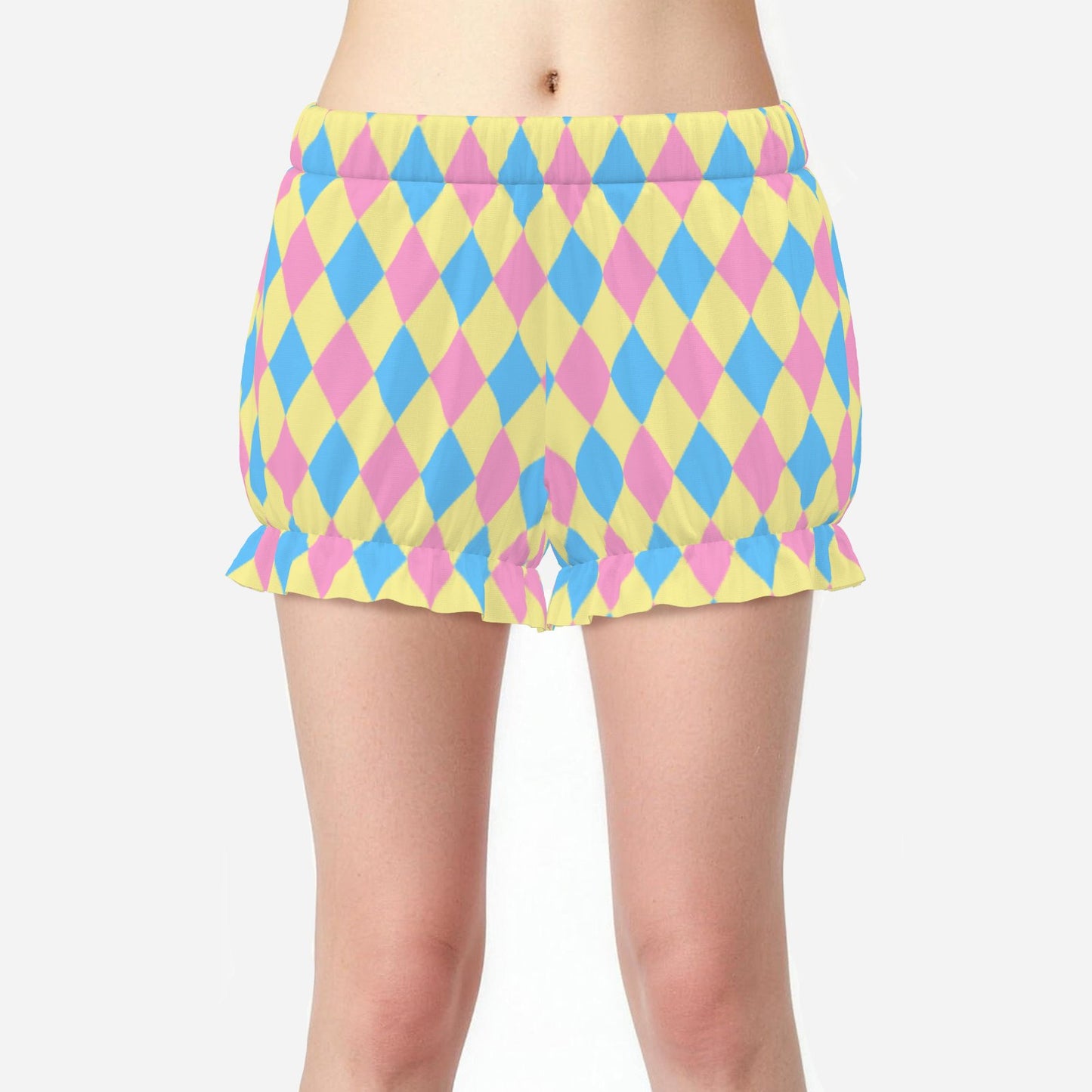 Pufflette Pants Dreamy Pastel Pink Yellow Blue Harlequin Jester Bloomers Clown Shorts