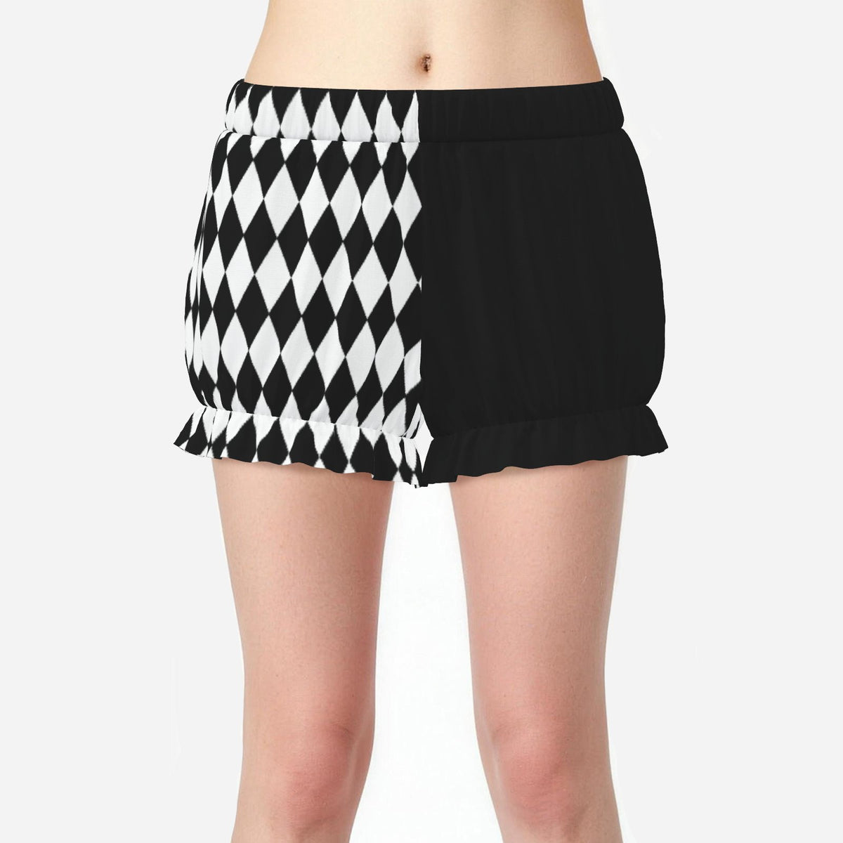 Pufflette Pants Pierrot Diamond Black Split Jester Bloomers Puffy Clown Shorts