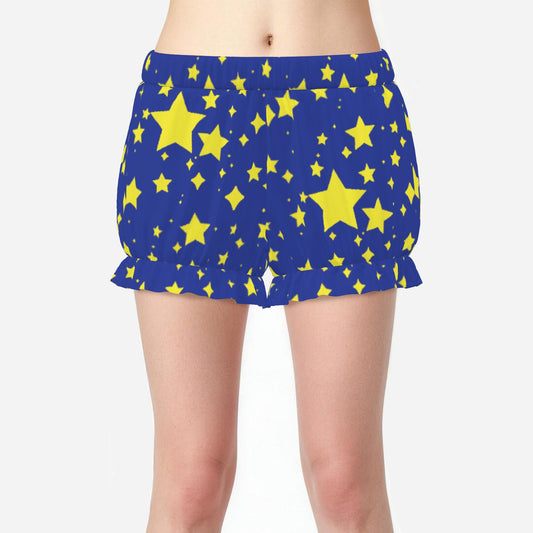 Pufflette Pants Night Stardust Blue Yellow Clown Bloomers Jester Shorts