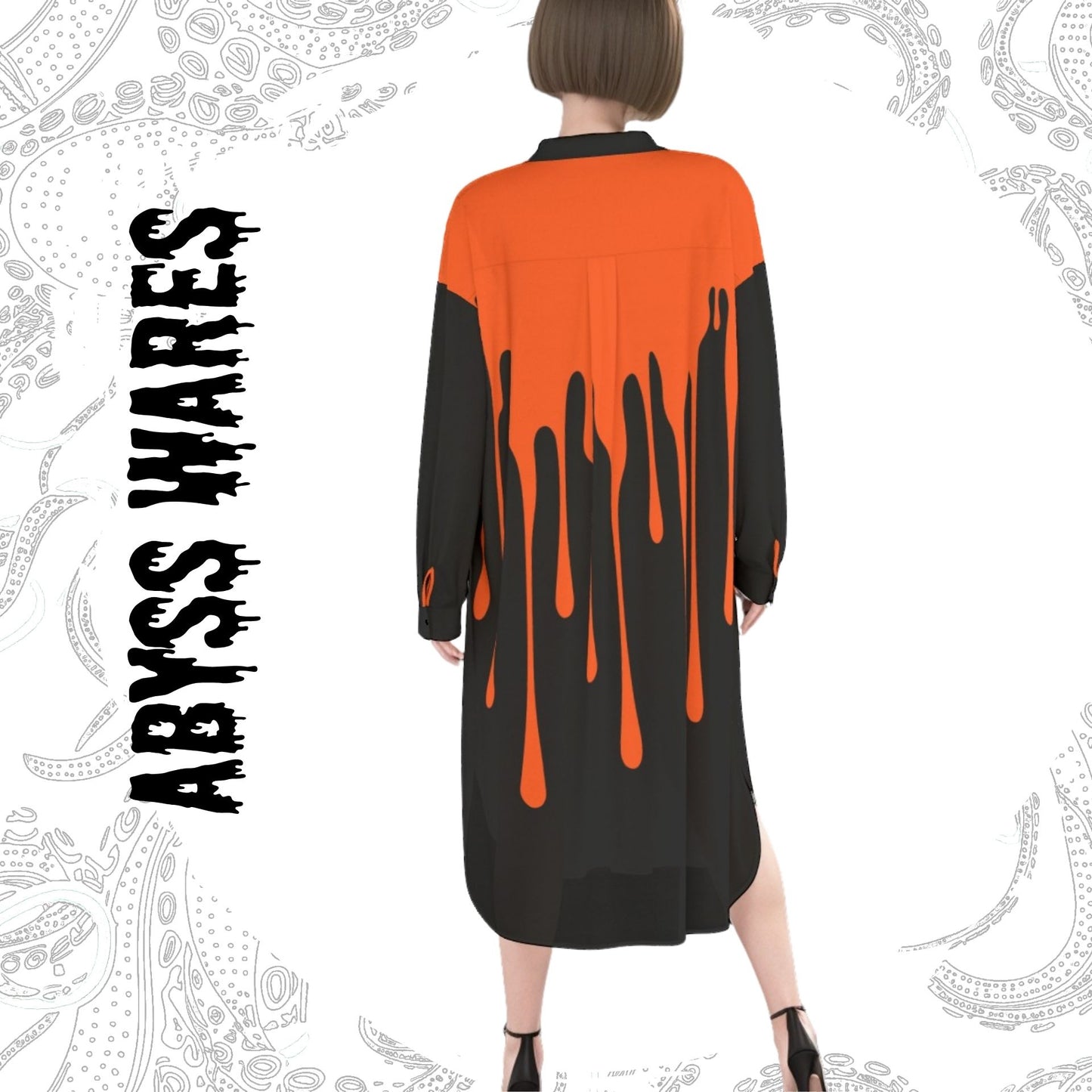 Pumpkin Blood Longsleeve Shirtdress Maxi Dress