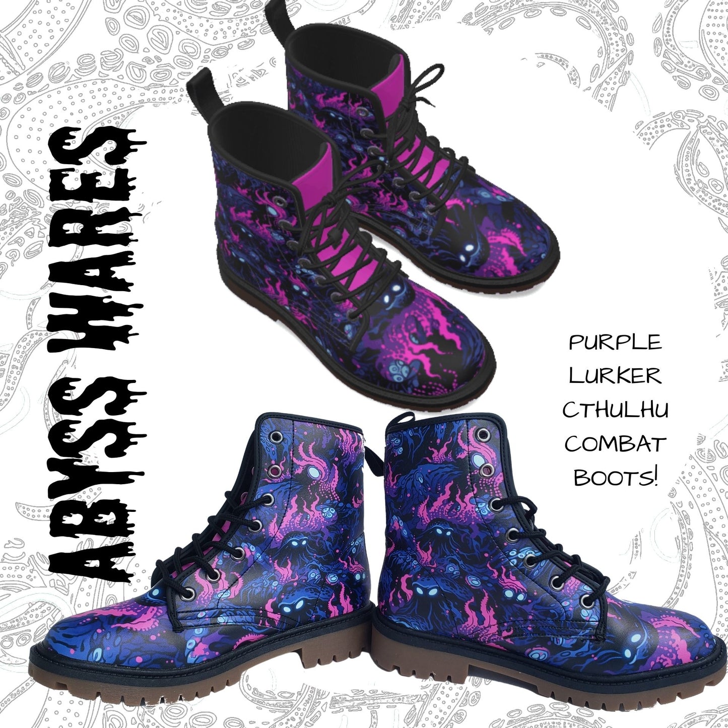 Purple Lurker Cthulhu Cryptid Combat Boots