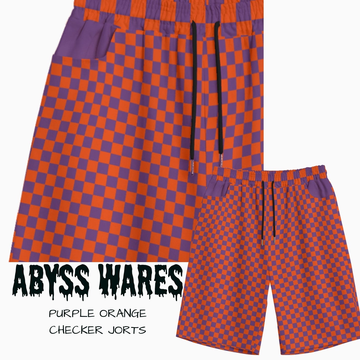 Tangerine Purple Checker Jorts Nonbinary Jean Shorts