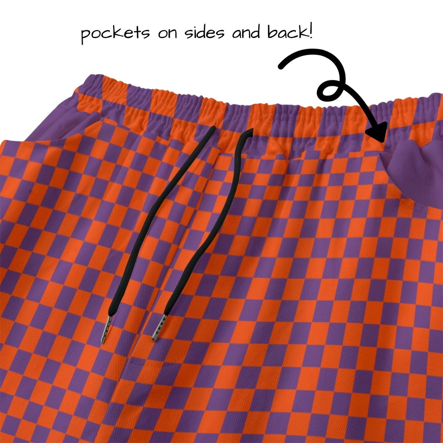 Tangerine Purple Checker Jorts Nonbinary Jean Shorts