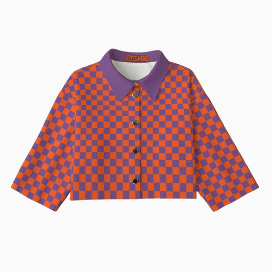 Tangerine Purple Orange Checker Bolero Crop Jacket