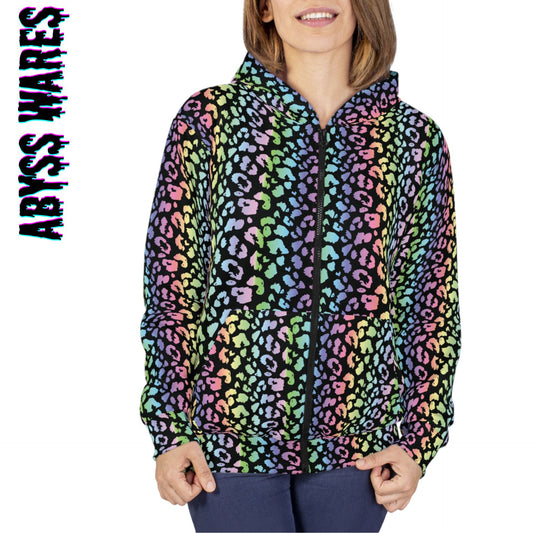Rainbow Leopard Zip Up Hoodie