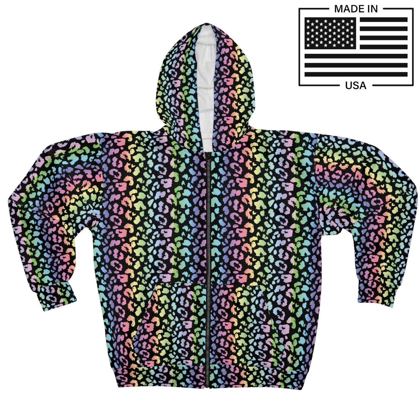 Rainbow Leopard Zip Up Hoodie