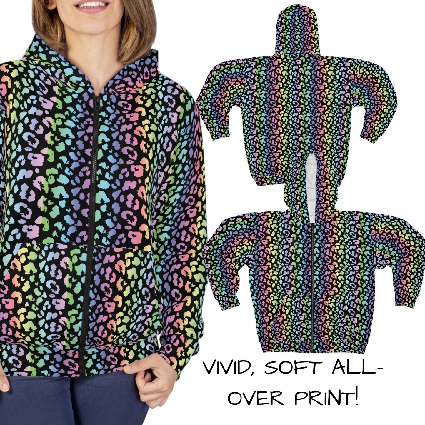 Rainbow Leopard Zip Up Hoodie