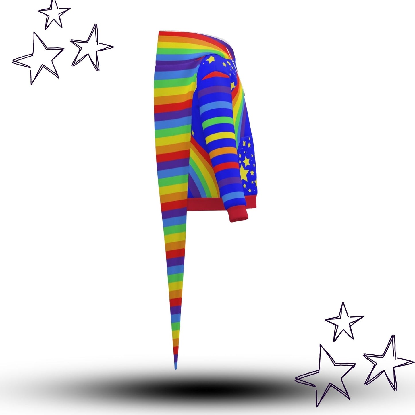 Fangtail Plush Rainbow Sparkle Clown Jester Hoodie Coat