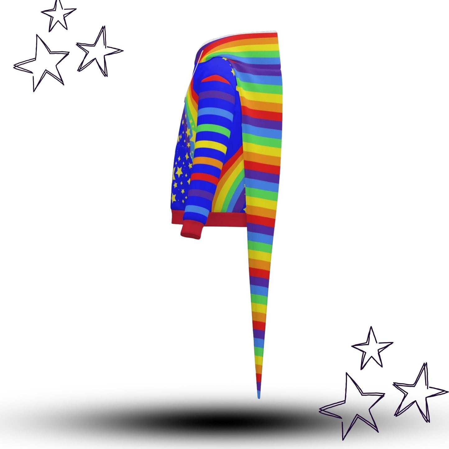 Fangtail Plush Rainbow Sparkle Clown Jester Hoodie Coat