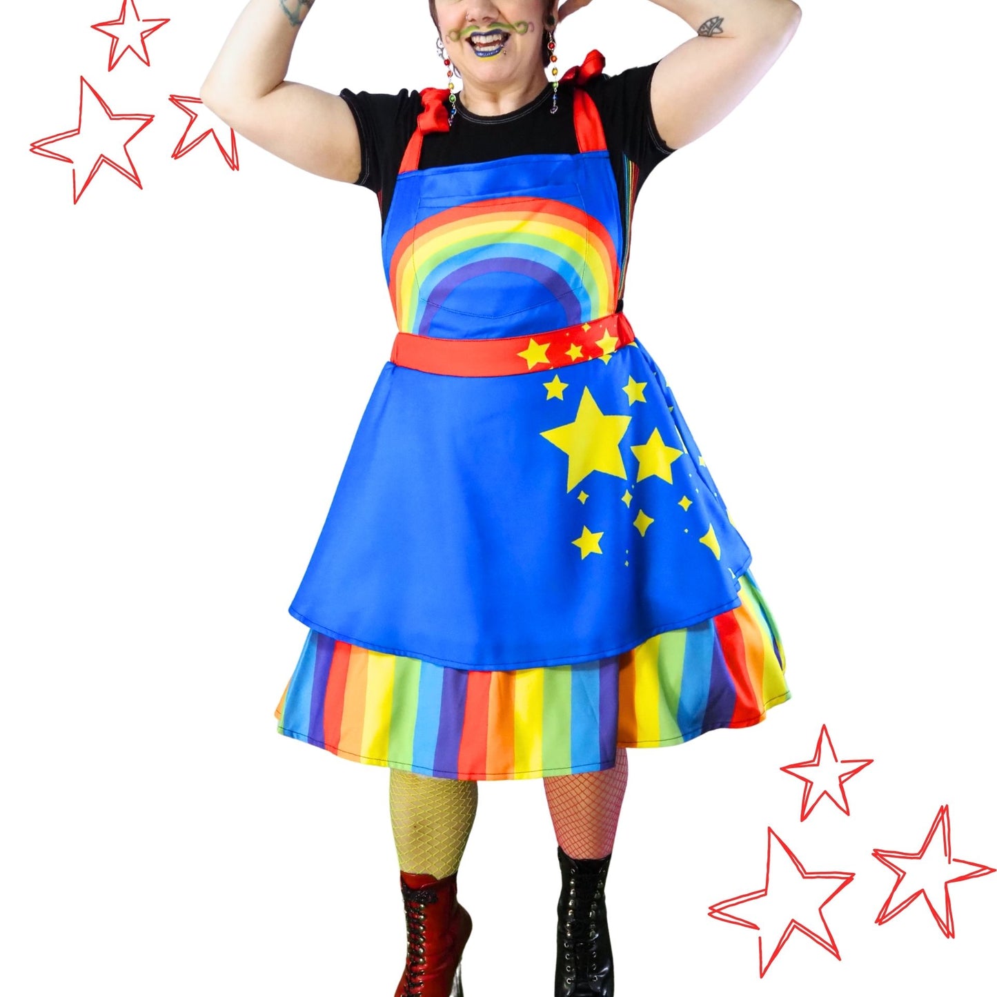 Rainbow Sparkle Clown Pinafore Dress