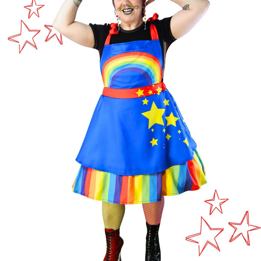 Rainbow Sparkle Clown Pinafore Dress