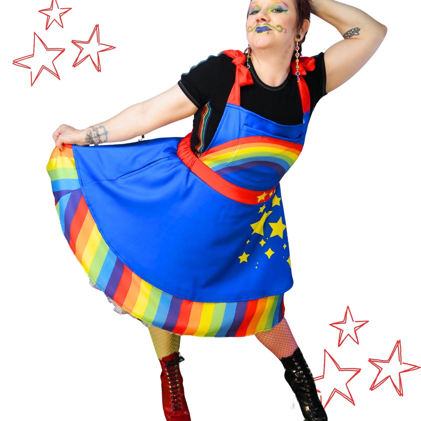 Rainbow Sparkle Clown Pinafore Dress