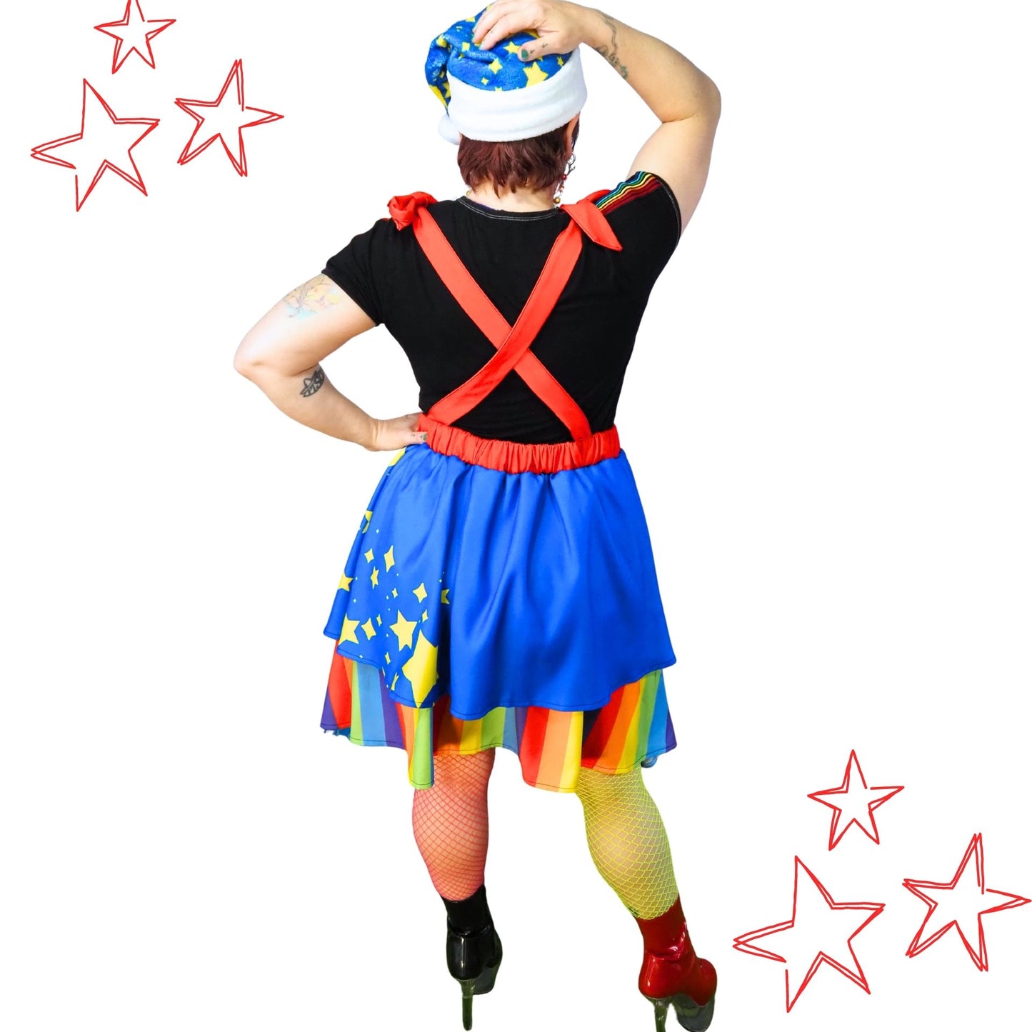 Rainbow Sparkle Clown Pinafore Dress