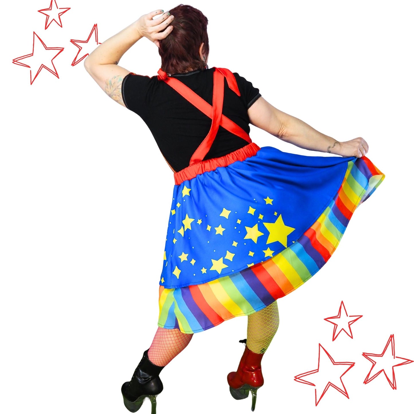 Rainbow Sparkle Clown Pinafore Dress