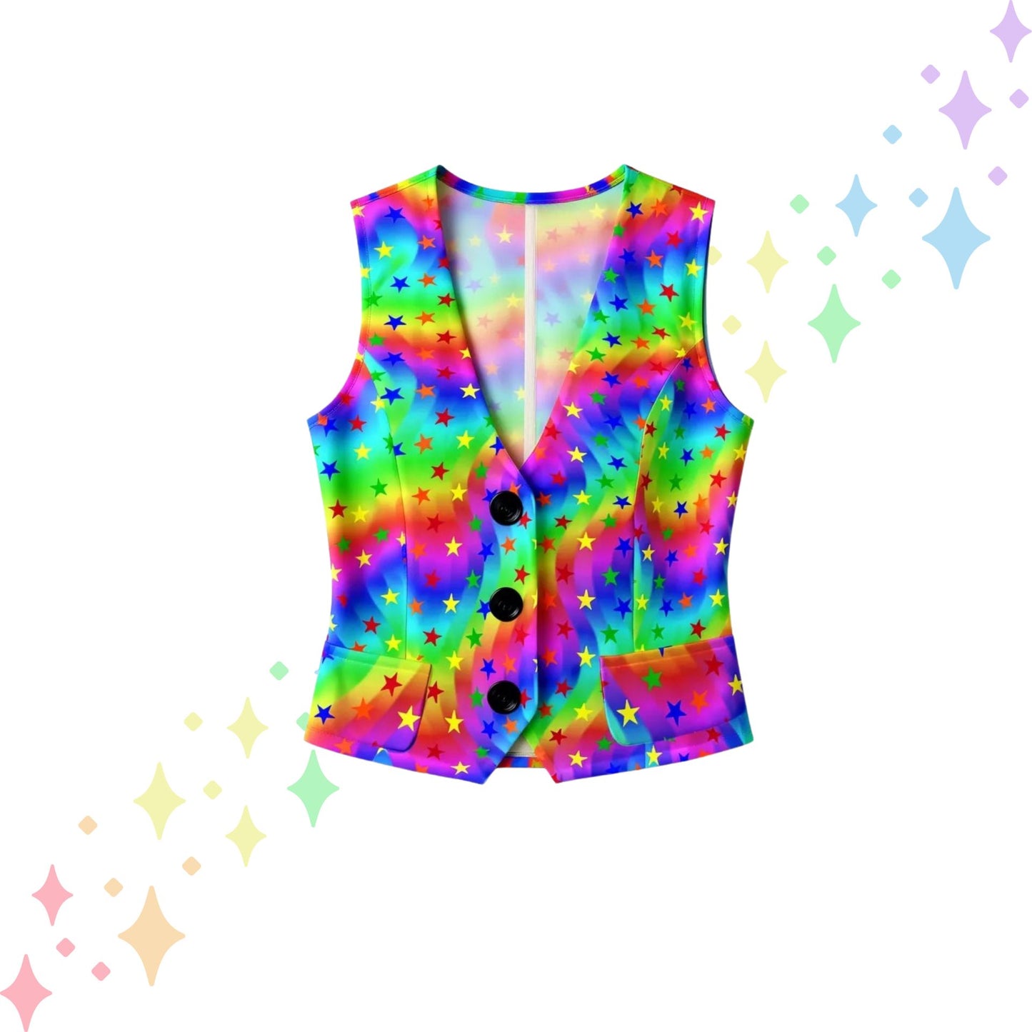Regenbogen-Sternen-Party-Clownweste für Damen