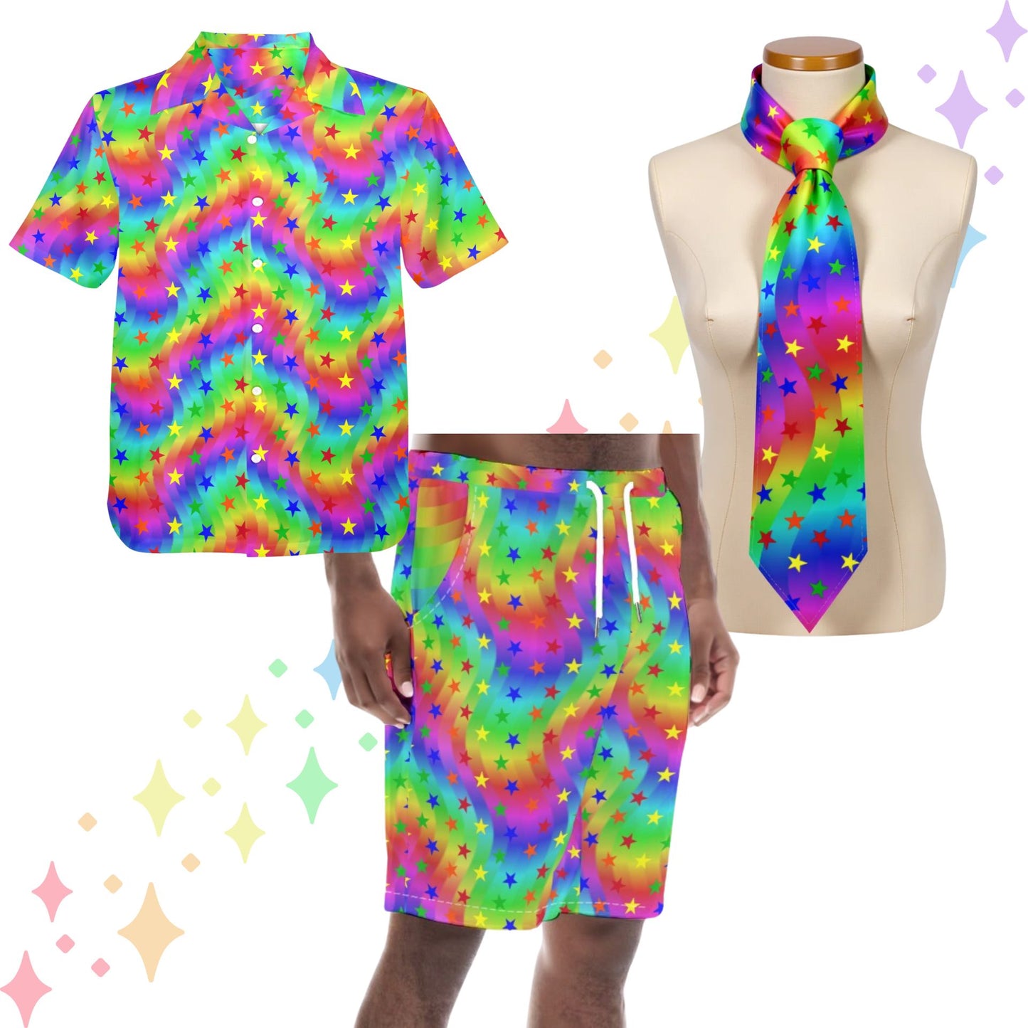 Regenbogen-Sternen-Party-Clownweste für Damen