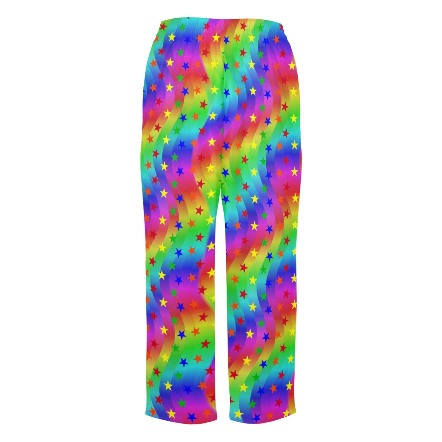 Colorful pants with star pattern on a white background