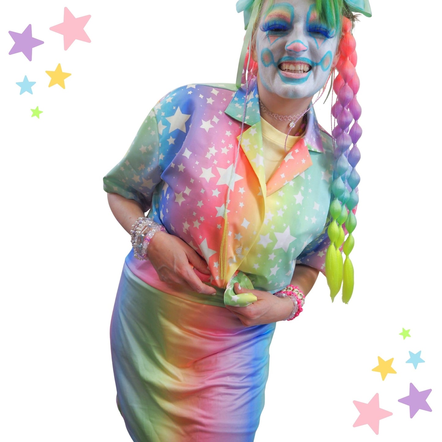 Rainbow Stardust Button Up Blouse made in USA