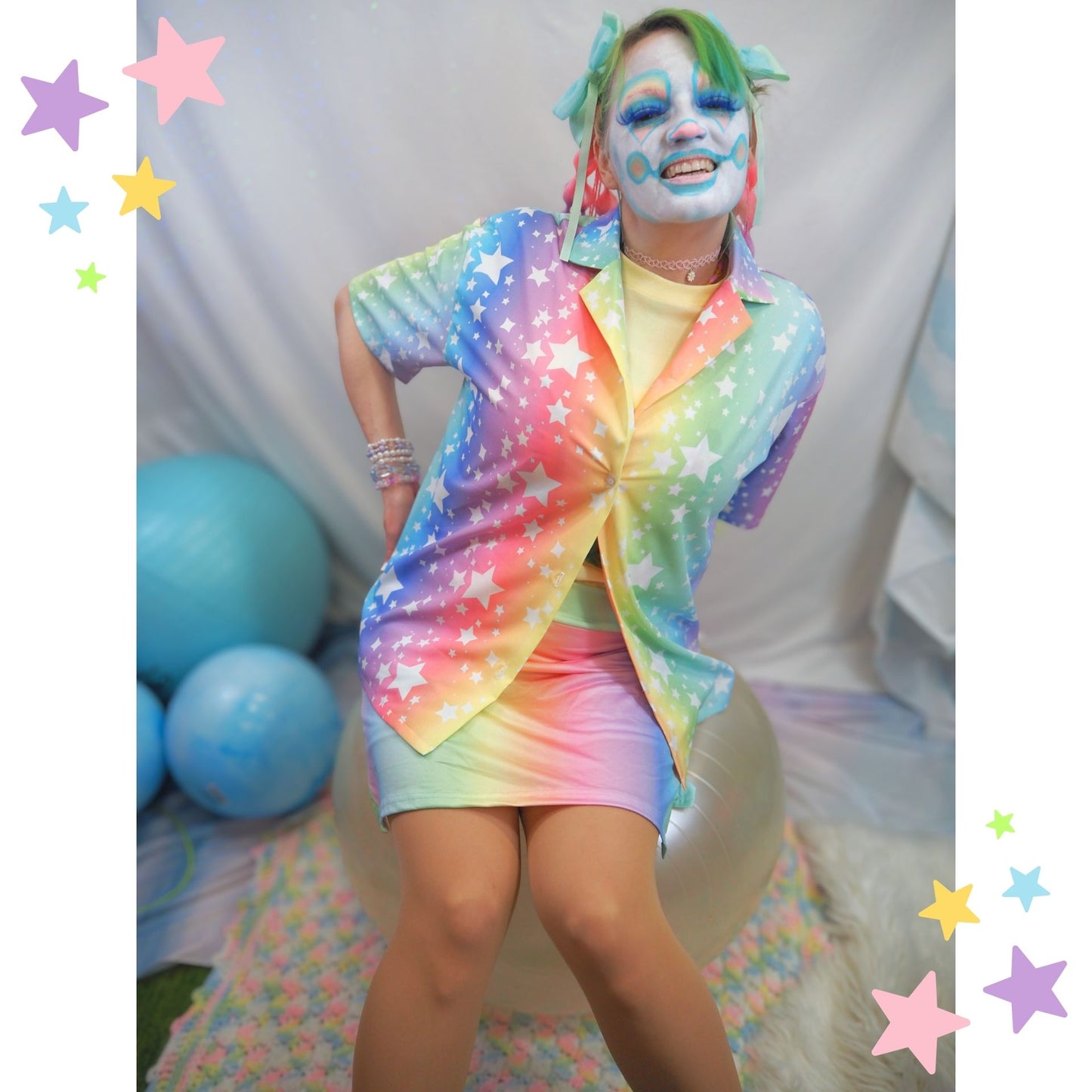 Rainbow Stardust Button Up Blouse made in USA