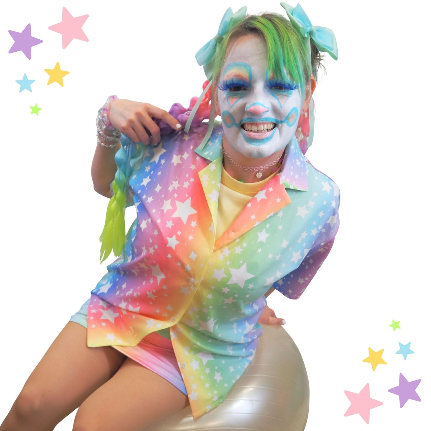 Rainbow Stardust Button Up Blouse made in USA