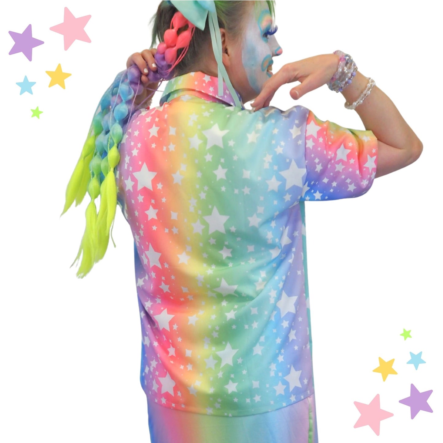 Rainbow Stardust Button Up Blouse made in USA