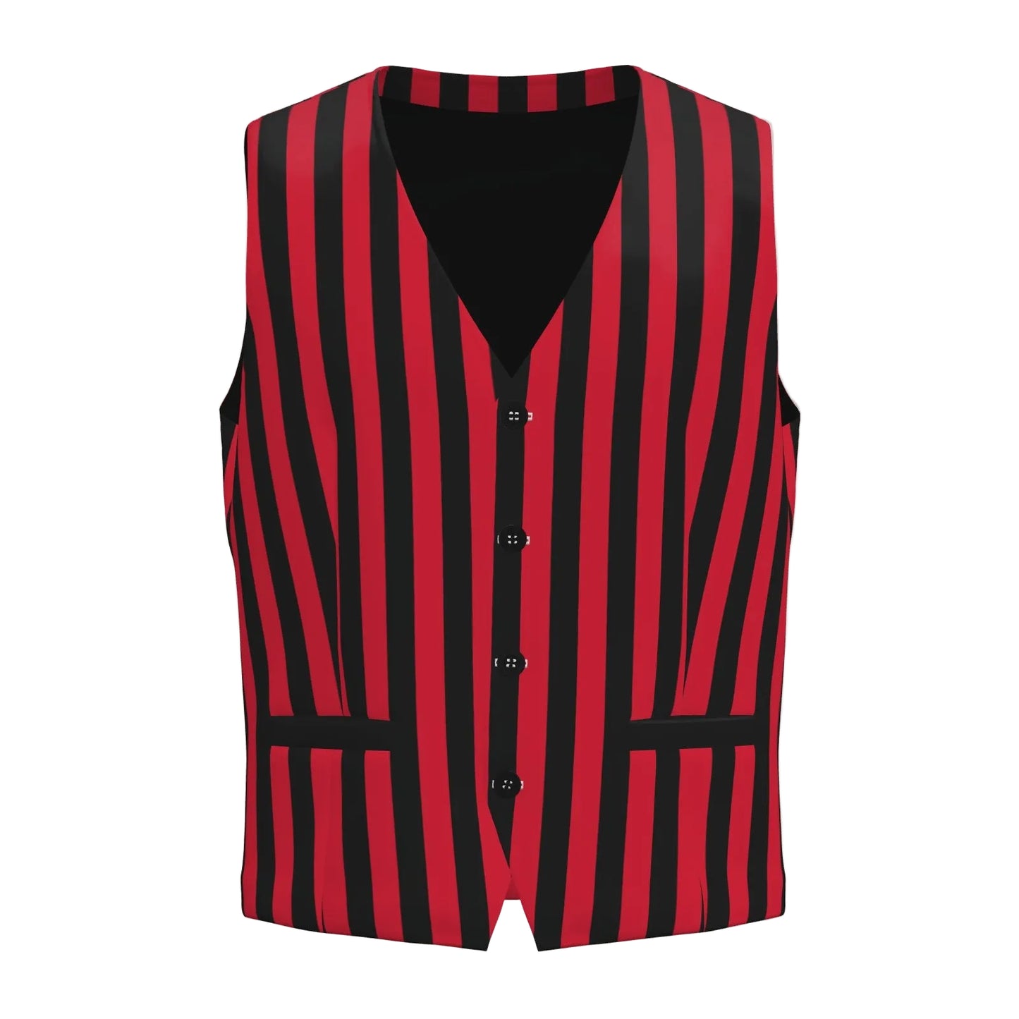 Red Black Circus Stripe Mens Fancy Vest