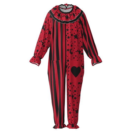 Red Black Starry Stripe Clown Suit n Collar
