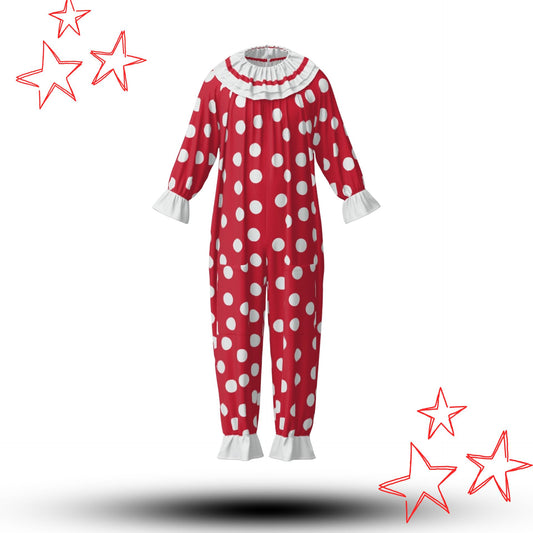 Red n White Polkadots Pro Clown Suit Collar Set
