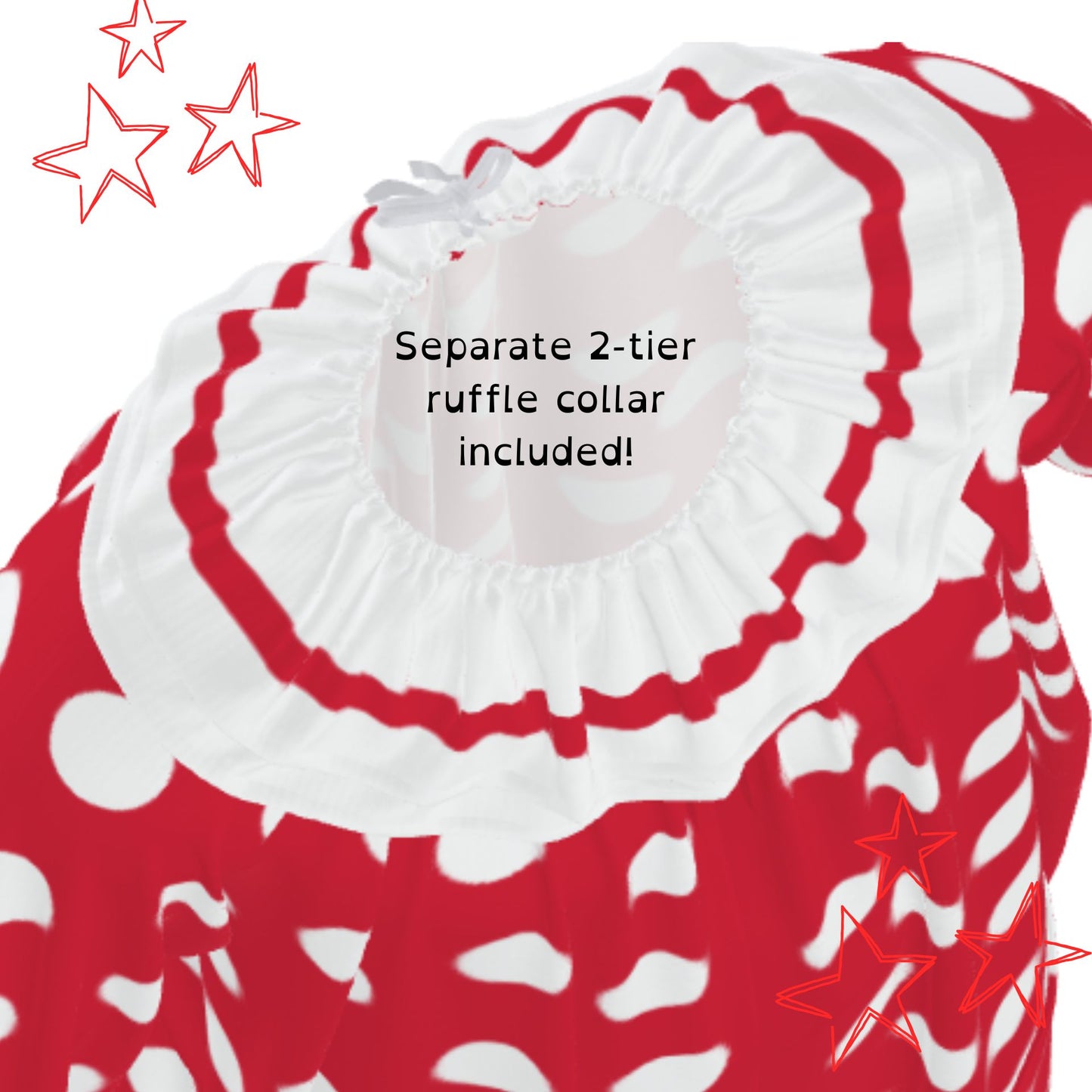 Red n White Polkadots Pro Clown Suit Collar Set