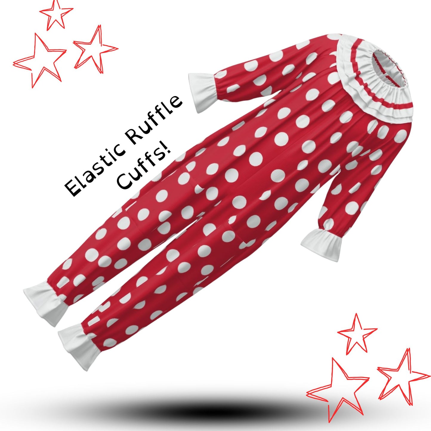 Red n White Polkadots Pro Clown Suit Collar Set