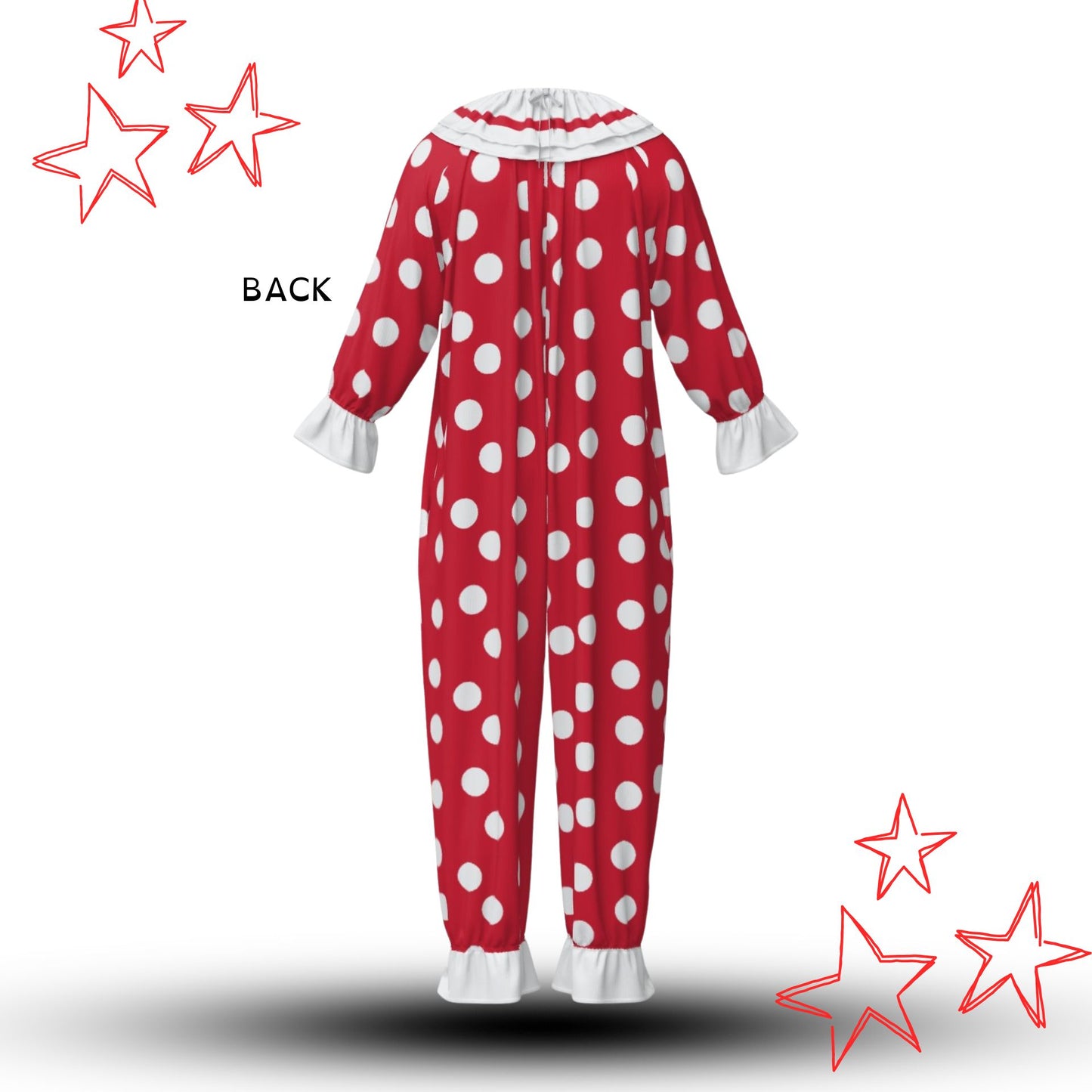 Red n White Polkadots Pro Clown Suit Collar Set