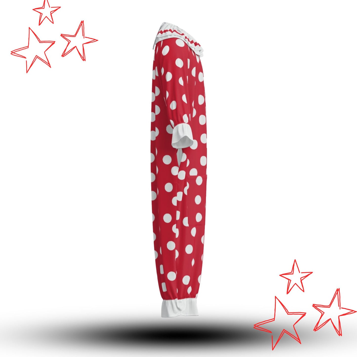 Red n White Polkadots Pro Clown Suit Collar Set